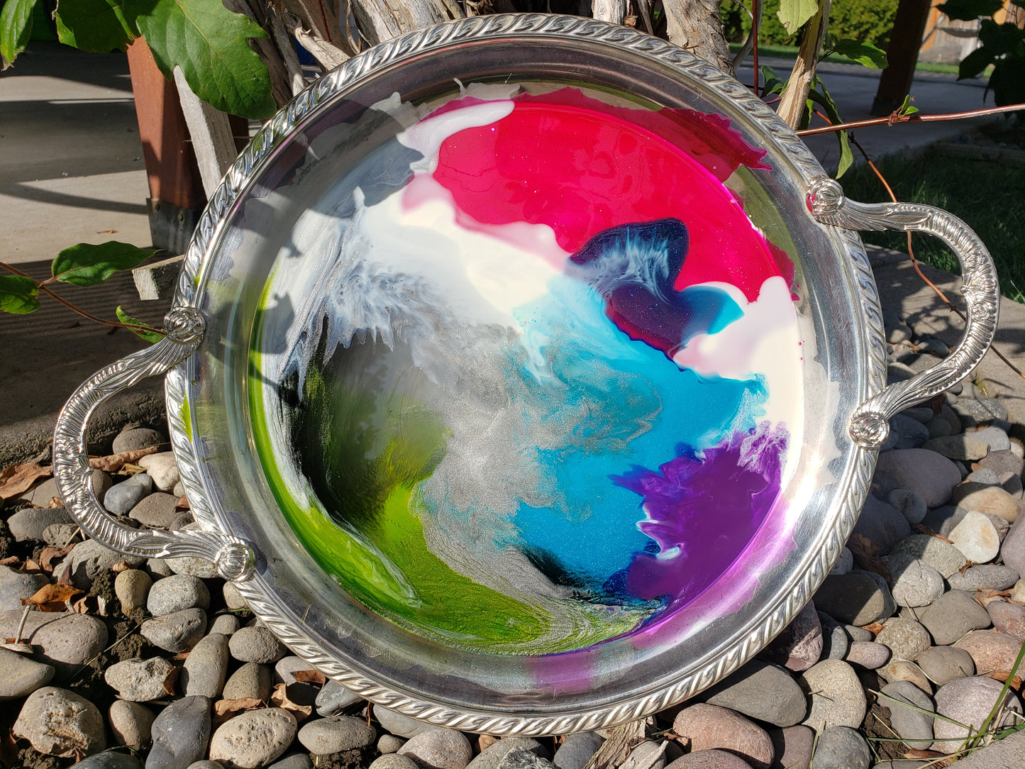 14" Round Silver Charcuterie Tray Customizable